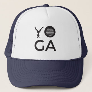 Y shape pose Yoga text Trucker Hat