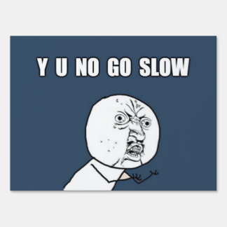 Y U NO GO SLOW SIGN