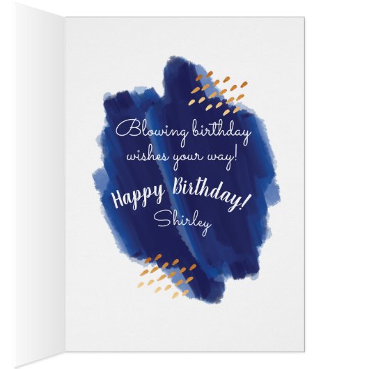 "Ya! Happy Birthday" Modern Navy Cake For Any Age (Inside (Right))