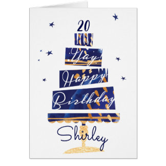 "Ya! Happy Birthday" Modern Navy Cake For Any Age Cards