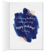 "Ya! Happy Birthday" Modern Navy Cake For Any Age Cards (Inside (Right))