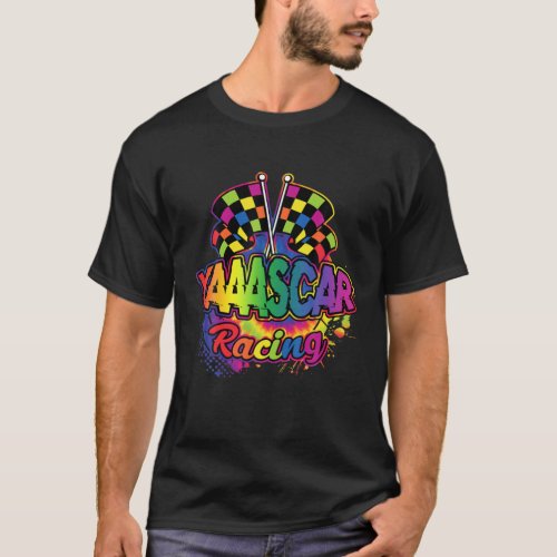 Yaaascar Racing LGBT Gay Rainbow Tie Dye Lesbian P T_Shirt