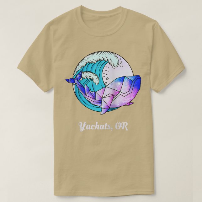 Yachats OR Japanese Paint Geometric Orca Killer Wh T-Shirt (Design Front)