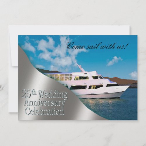 Yacht 25th Wedding Anniversary  daylight Invitation