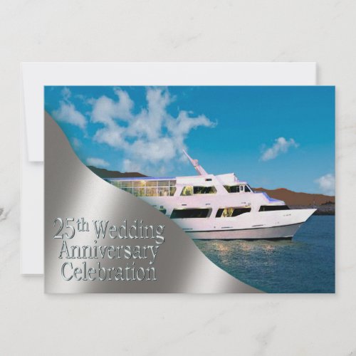 Yacht 25th Wedding Anniversary  daylight Invitation