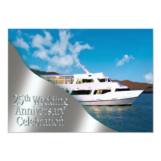 Yacht 25th Wedding Anniversary daylight Invitation