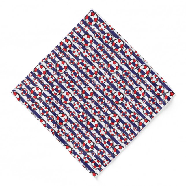 Yacht and Boat Owner Nautical Lifebelts Striped Bandana (Front)