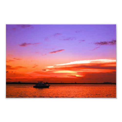 yacht and sunset photo print