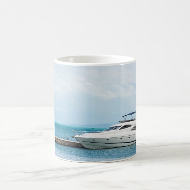 Yacht at mooring coffee mug (Center)