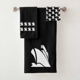 Yacht Bathroom black white Towel Set