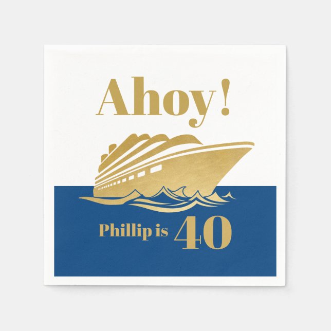Yacht Boat Cruise Birthday Party Napkins (Front)