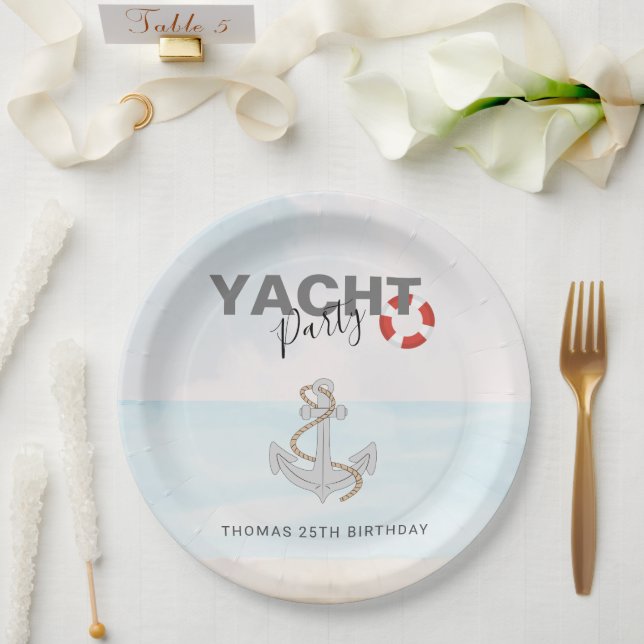 Yacht Boat Cruise Birthday Party  Paper Plates (Wedding)