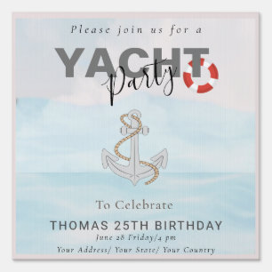 Yacht Boat Cruise Birthday Party  Sign