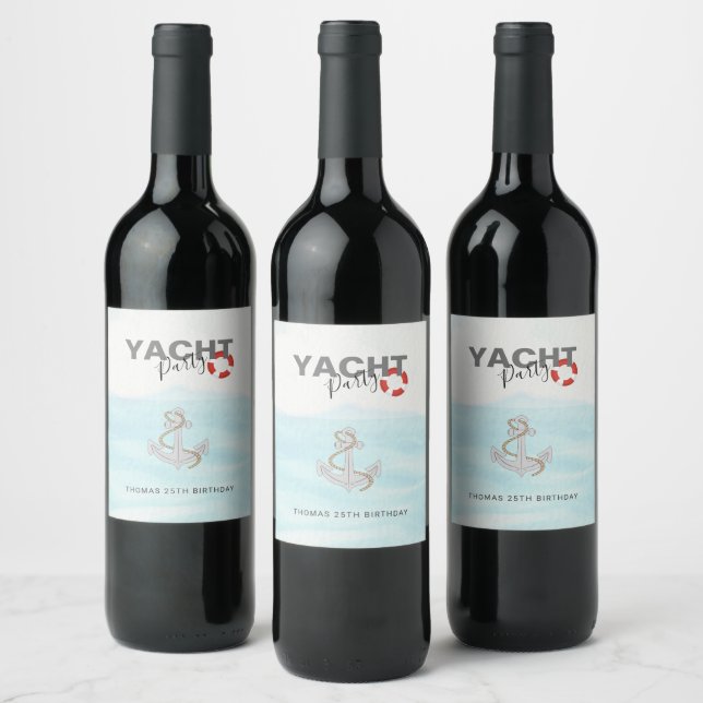Yacht Boat Cruise Birthday Party  Wine Label (Bottles)