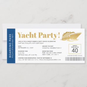 Yacht Boat Cruise Birthday Ticket Invitation