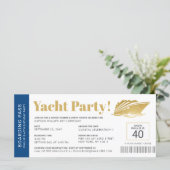 Yacht Boat Cruise Birthday Ticket Invitation (Standing Front)