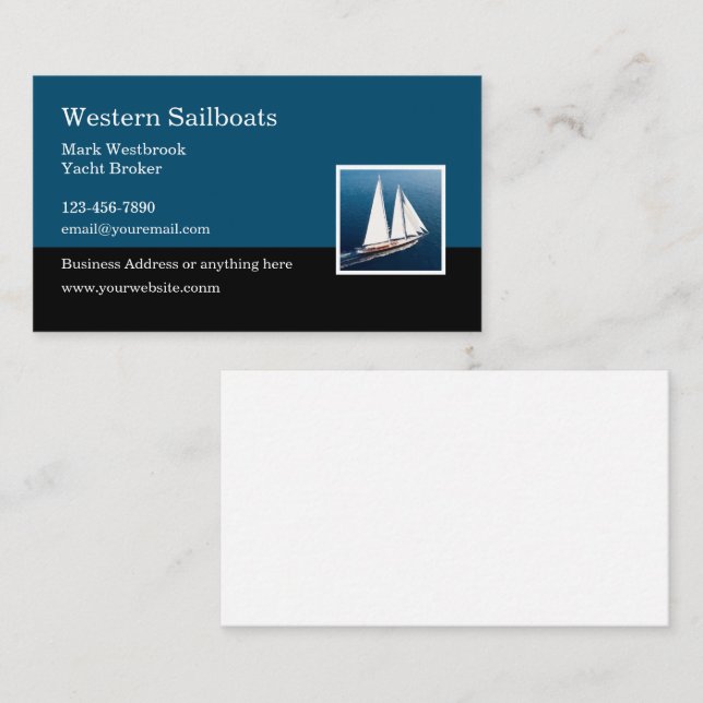 Yacht Broker Sailing Business Cards (Front/Back)
