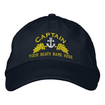 Yacht Captain & Ships Anchor Embroidered Baseball Cap by customthreadz at Zazzle