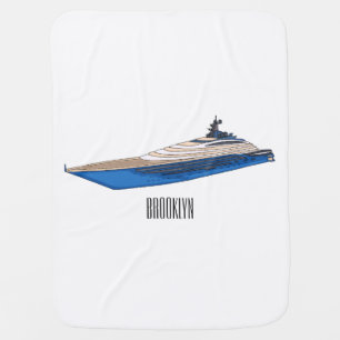 Yacht cartoon illustration baby blanket
