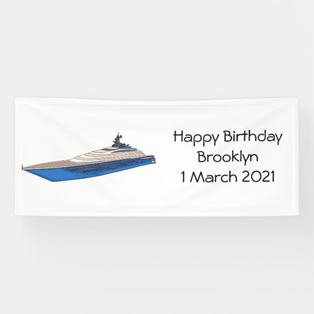 Yacht cartoon illustration banner (Horizontal)