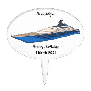 Yacht cartoon illustration cake topper