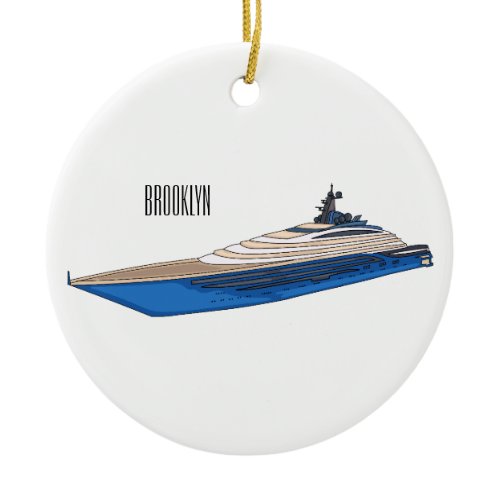 Yacht cartoon illustration  ceramic ornament