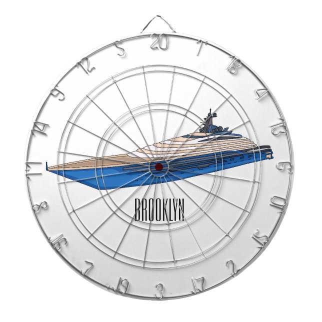 Yacht cartoon illustration dart board (Front)