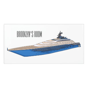 Yacht cartoon illustration  door sign