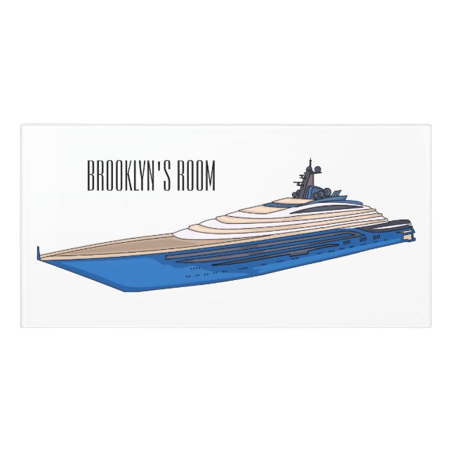 Yacht cartoon illustration  door sign (Classic Front)