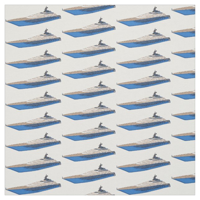 Yacht cartoon illustration fabric (Swatch)