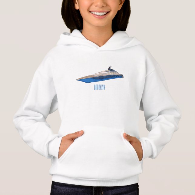 Yacht cartoon illustration hoodie (Front)
