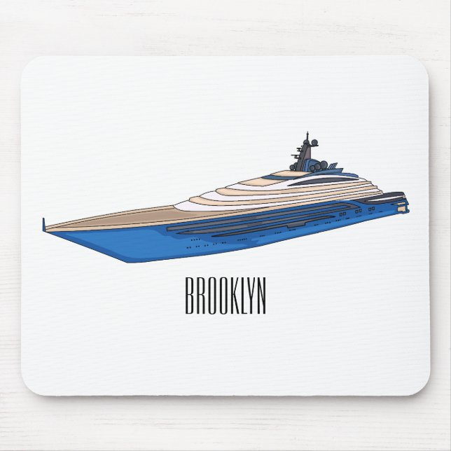 Yacht cartoon illustration  mouse pad (Front)