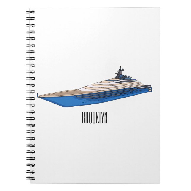 Yacht cartoon illustration notebook (Front)