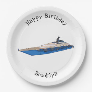Yacht cartoon illustration paper plates