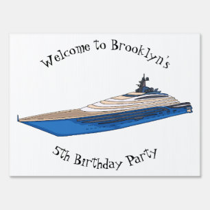 Yacht cartoon illustration sign