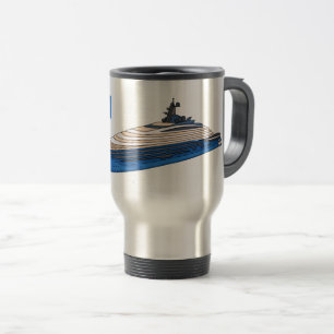 Yacht cartoon illustration travel mug
