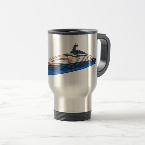 Yacht cartoon illustration  travel mug