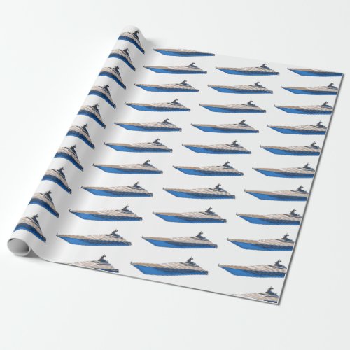 Yacht cartoon illustration wrapping paper