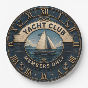 Yacht Club Nautical Sailing Club Coastal Decor Paper Plates