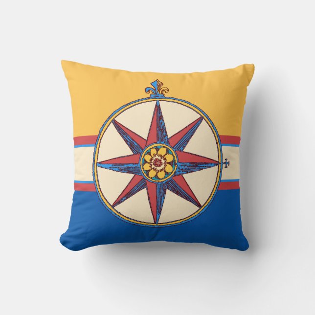 Yacht Club Sailing Marina Compass Rose Elegant Throw Pillow (Front)