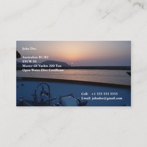 Customizable Yacht Crew Business Cards