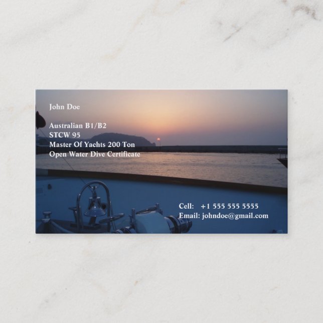 Yacht Crew Business Card (Front)