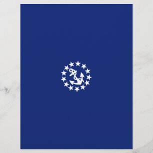 Yacht Flag Anchor Stars Symbol on Blue