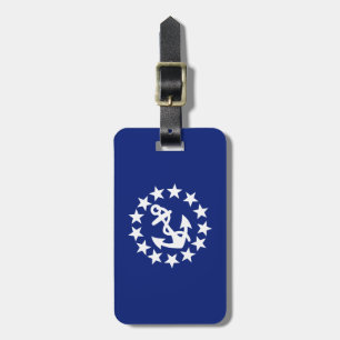 Yacht Flag Anchor Stars Symbol on Blue Luggage Tag