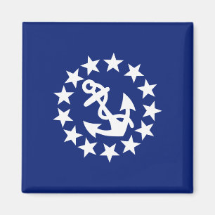 Yacht Flag Anchor Stars Symbol on Blue Magnet
