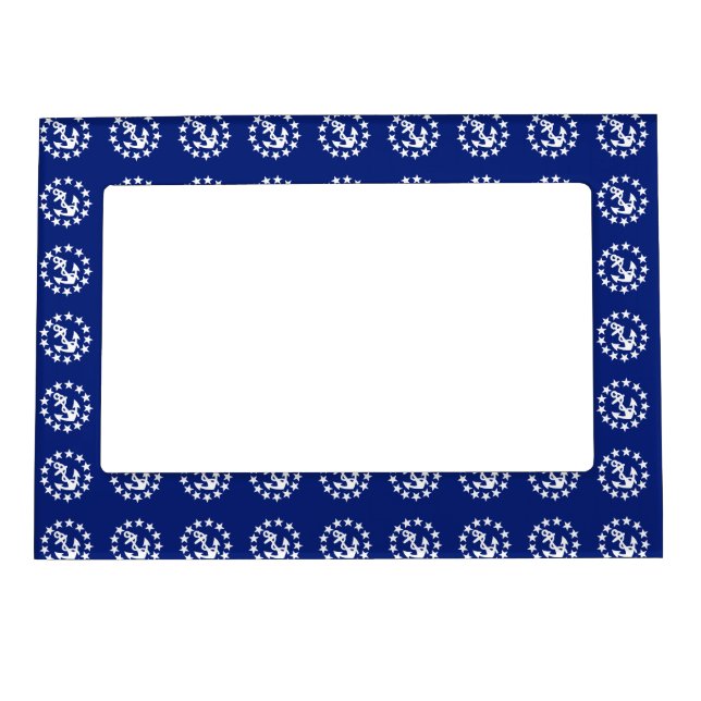 Yacht Flag Anchor Stars Symbol on Blue Magnetic Frame (Front)
