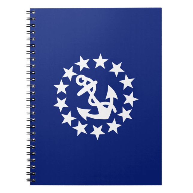 Yacht Flag Anchor Stars Symbol on Blue Notebook (Front)