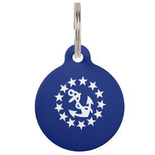 Yacht Flag Anchor Stars Symbol on Blue Pet Tag