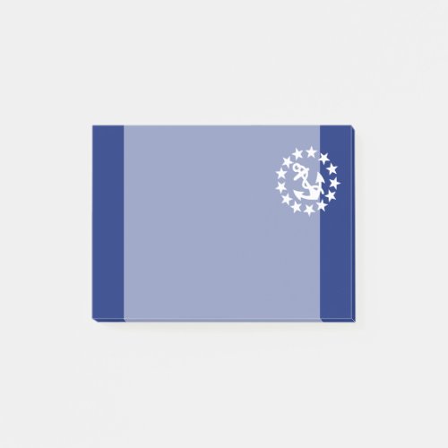 Yacht Flag Anchor Stars Symbol on Blue Post_it Notes