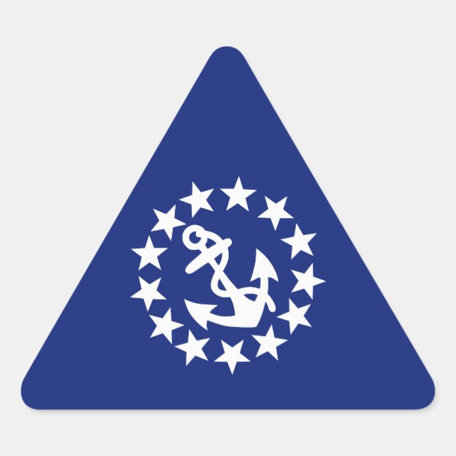 Yacht Flag Anchor Stars Symbol on Blue Triangle Sticker (Front)